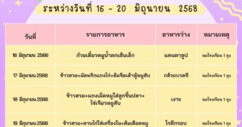 รายการอาหารกลางวัน ประจำวันที่ 16-20 มิถุนายน 2568 📣Thai School Lunch 📣ธงโภชนาการ